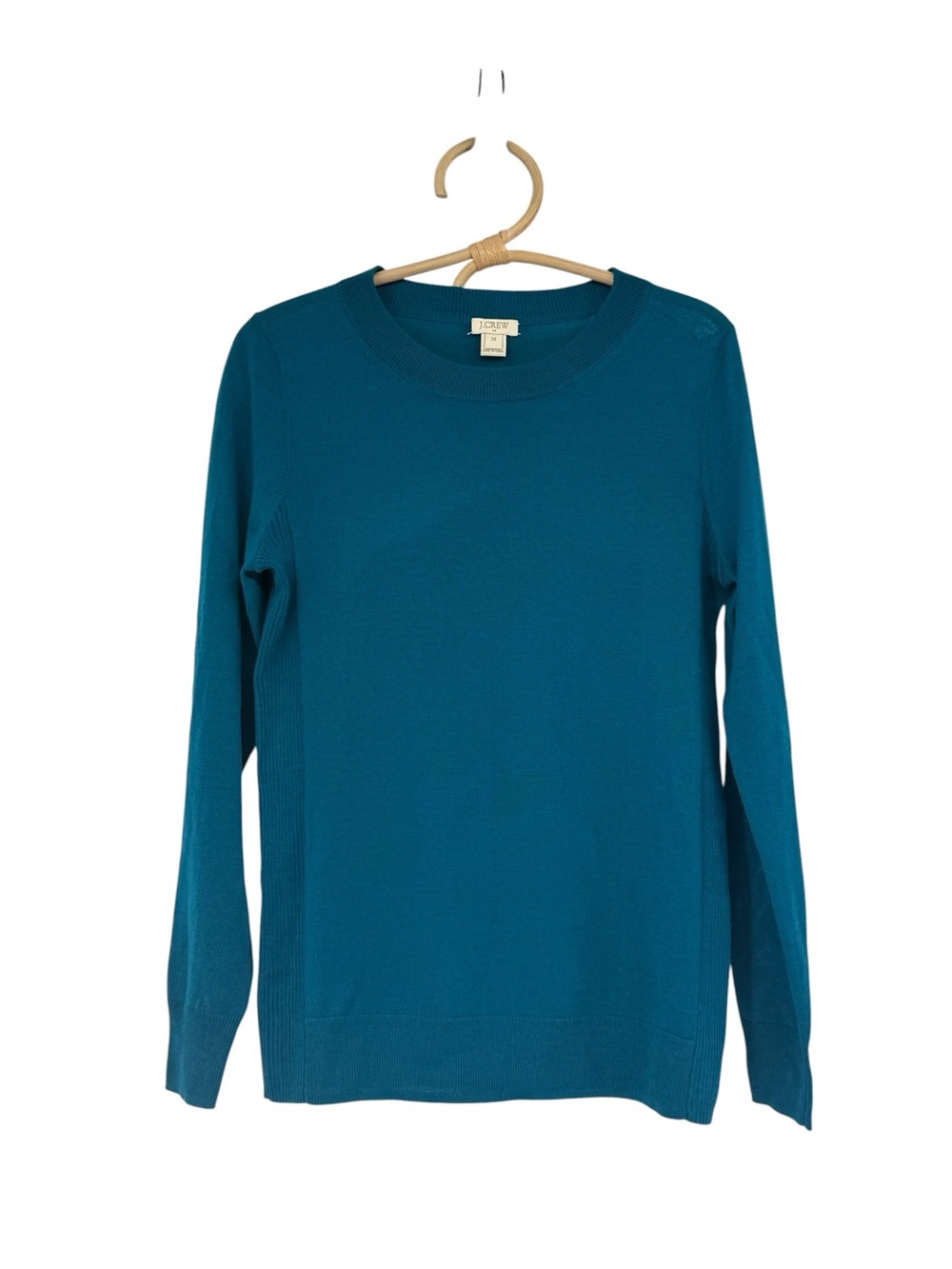 J Crew Peacock Blue Crewneck Lightweight Merino Wool Blend Sweater XS - Picture 9 of 13